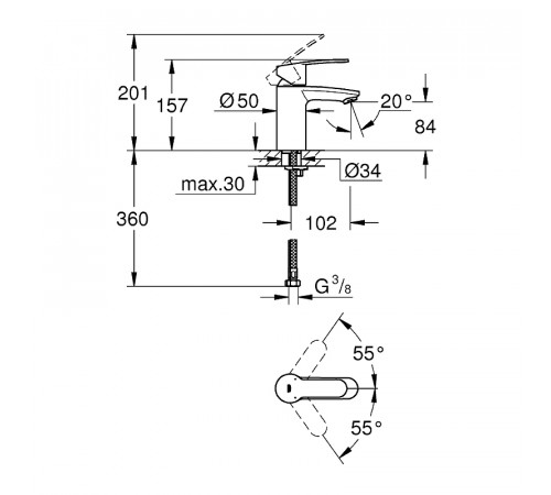 Смеситель для раковины Grohe Eurostyle Cosmopolitan 3246820E Хром