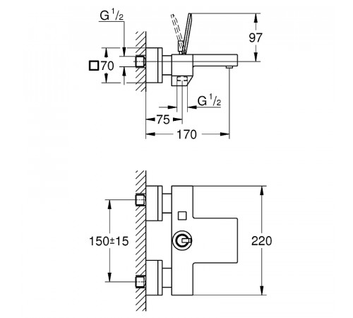 Смеситель для ванны Grohe Eurocube Joy 23666000 Хром