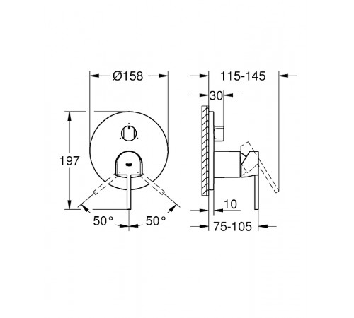 Смеситель для душа Grohe Plus 24093AL3 Темный графит матовый