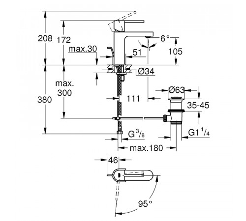 Смеситель для раковины Grohe Plus 23870003 Хром