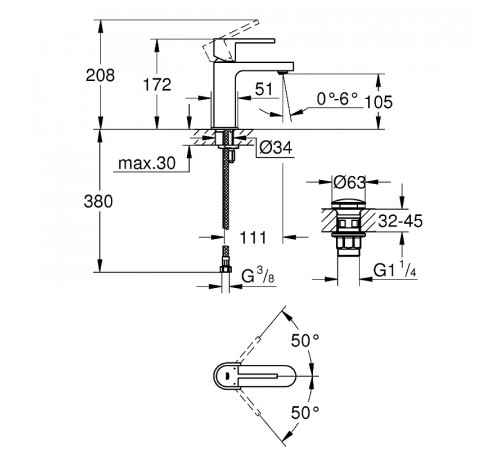 Смеситель для раковины Grohe Plus 33163003 Хром