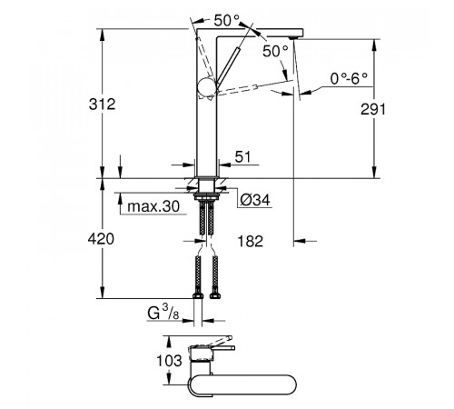 Смеситель для раковины Grohe Plus 32618003 Хром