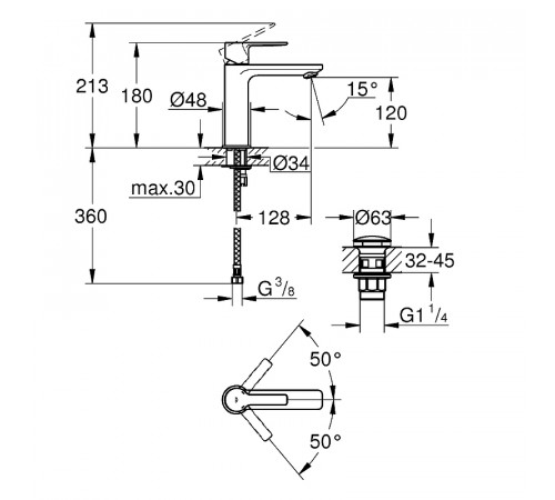 Смеситель для раковины Grohe Lineare New 23106001 Хром