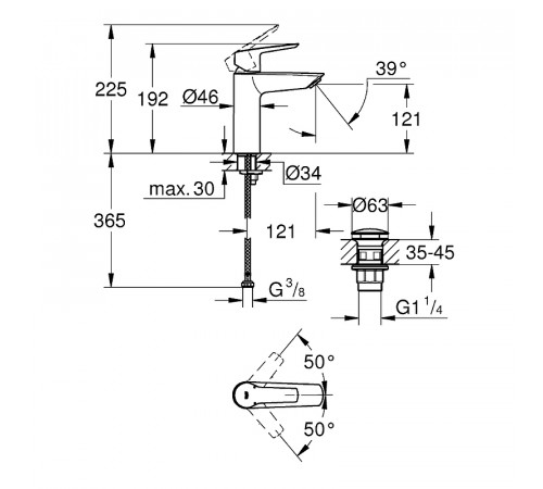 Смеситель для раковины Grohe Start 235752432 Черный матовый