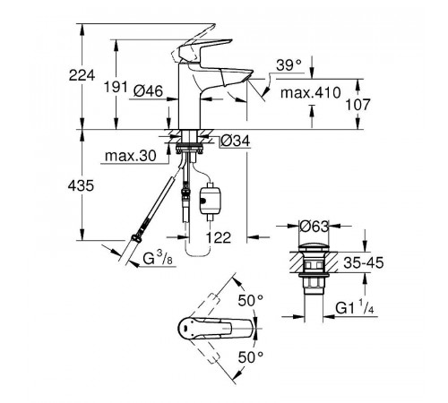 Смеситель для раковины Grohe Start 23978003 Хром