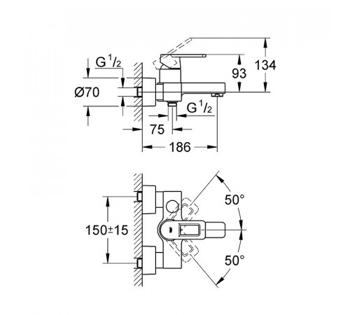 Смеситель для ванны Grohe Quadra 32638LS0 Белая луна