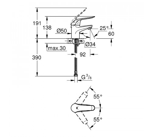 Смеситель для раковины Grohe Euroeco Special 32762000 Хром