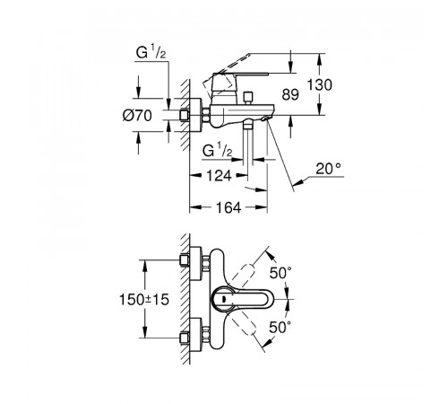 Смеситель для ванны Grohe Get 32887000 Хром