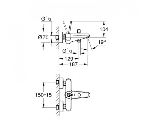 Смеситель для ванны Grohe Eurodisc Joystick 23431000 Хром