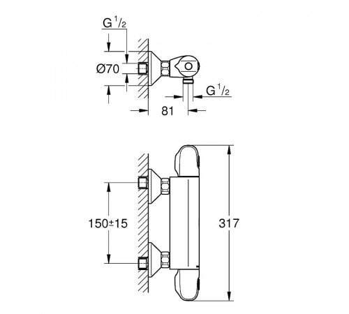 Смеситель для душа Grohe Grohtherm 1000 34814003 с термостатом Хром