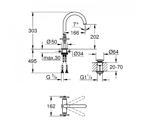 Смеситель для раковины Grohe Atrio New 21019AL3 Темный графит матовый