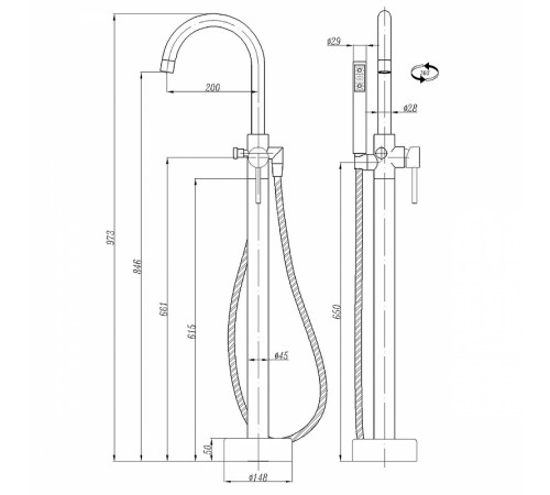 Смеситель для ванны Abber Wasser Kreis AF8116B Черный матовый