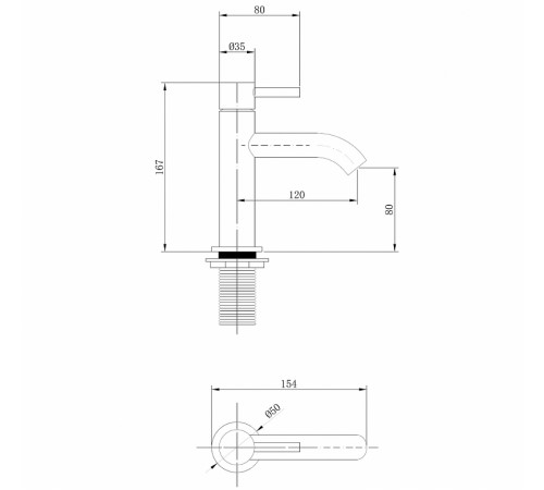 Смеситель для раковины Abber Wasser Kreis AF8110B Черный матовый