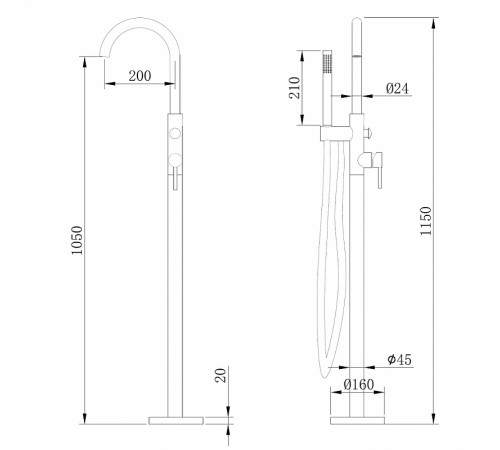 Смеситель для ванны Abber Wasser Kreis AF8115B Черный матовый