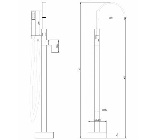 Смеситель для ванны Abber Wasserfall AF8615 Хром