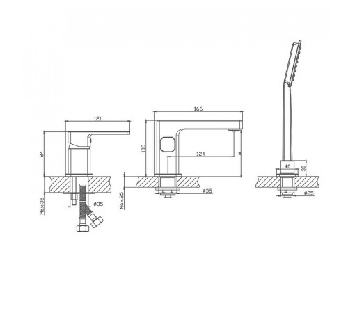 Смеситель на борт ванны Haiba HB80615 Хром