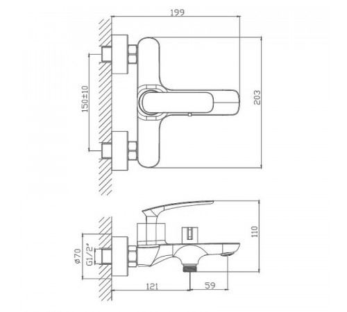 Смеситель для ванны Haiba HB60616 Хром