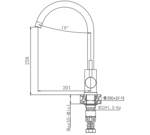 Смеситель для кухни Haiba HB71304-3 Нержавеющая сталь