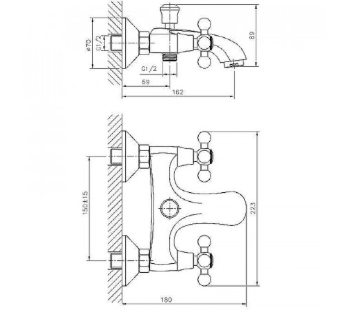 Смеситель для ванны Haiba HB3119-4 Бронза