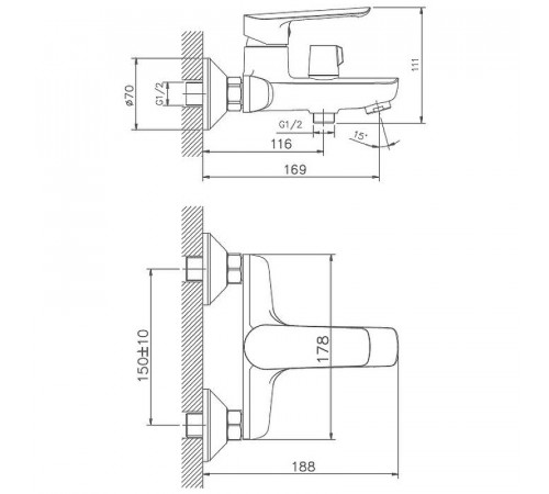 Смеситель для ванны Haiba HB60198 Хром