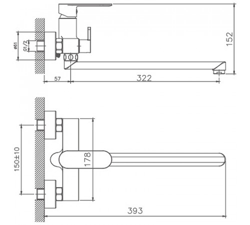 Смеситель для ванны Haiba HB22590-7 универсальный Черный