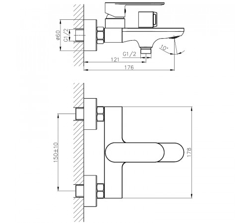 Смеситель для ванны Haiba HB60590-7 Черный