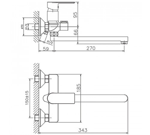 Смеситель для ванны Haiba HB22505-8 универсальный Белый Хром