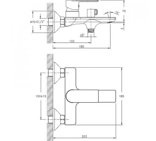 Смеситель для ванны Haiba HB60505-8 Белый Хром