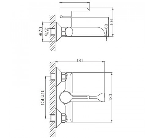 Смеситель для ванны Haiba HB60805-7 Черный Хром