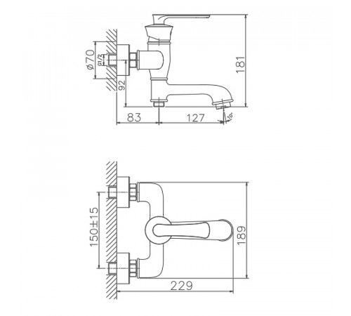 Смеситель для ванны Haiba HB60181-5 Золото