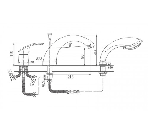 Смеситель на борт ванны Haiba HB1121 Хром