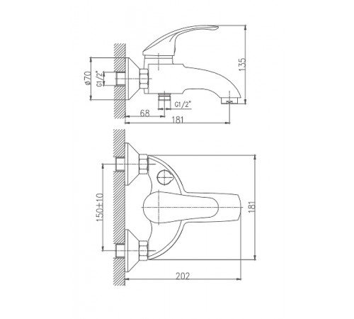 Смеситель для ванны Haiba HB3221 Хром