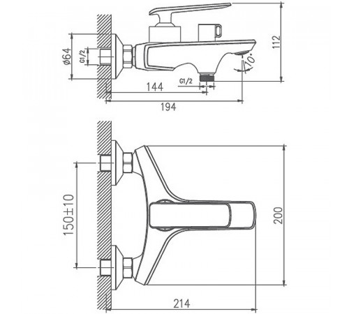 Смеситель для ванны Haiba HB60548-7 Черный Хром