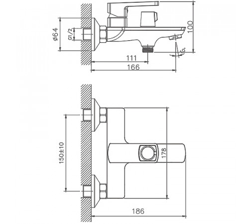 Смеситель для ванны Haiba HB60176 Хром