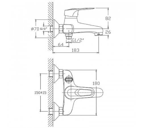 Смеситель для ванны Haiba HB3204 Хром