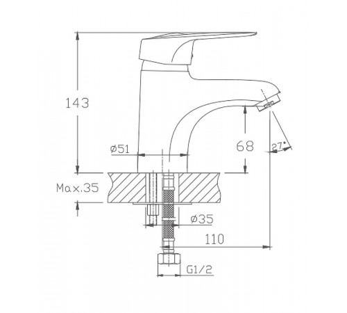 Смеситель для раковины Haiba HB1004 Хром