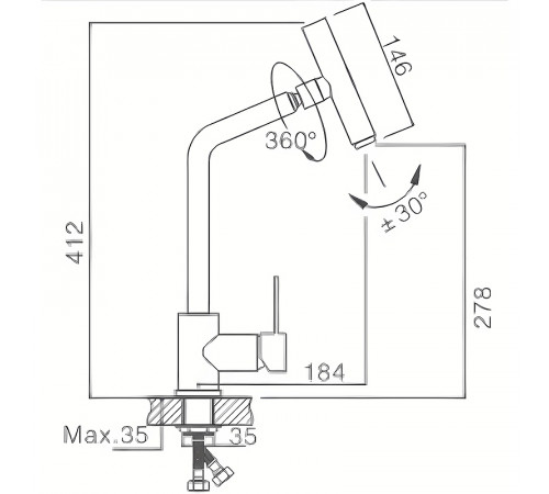 Смеситель для кухни Haiba HB73304-1 Нержавеющая сталь