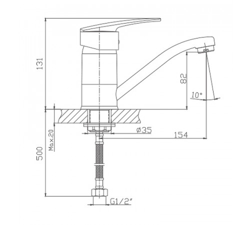 Смеситель для кухни Haiba HB4506-2 Хром