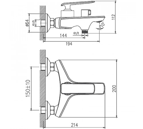 Смеситель для ванны Haiba HB60548-8 Белый Хром