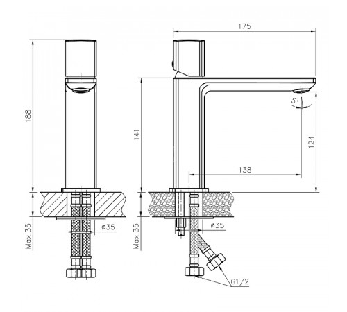 Смеситель для раковины Haiba HB10577 Хром