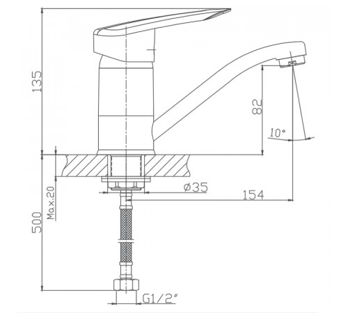 Смеситель для раковины Haiba HB4507-2 Хром