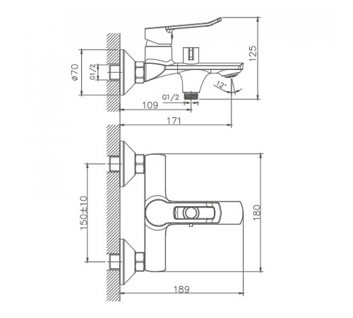 Смеситель для ванны Haiba HB60556 Хром