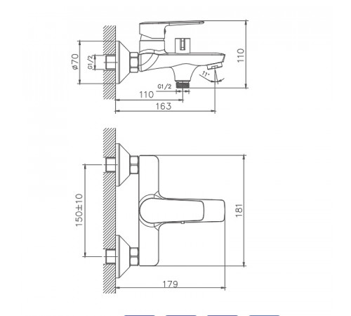 Смеситель для ванны Haiba HB60563 Хром