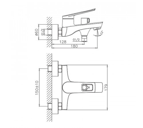 Смеситель для ванны Haiba HB60595 Хром