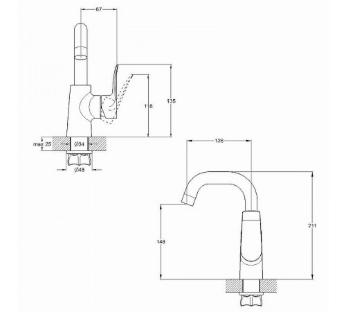 Смеситель для кухни G-Lauf GOB4-B134 Хром