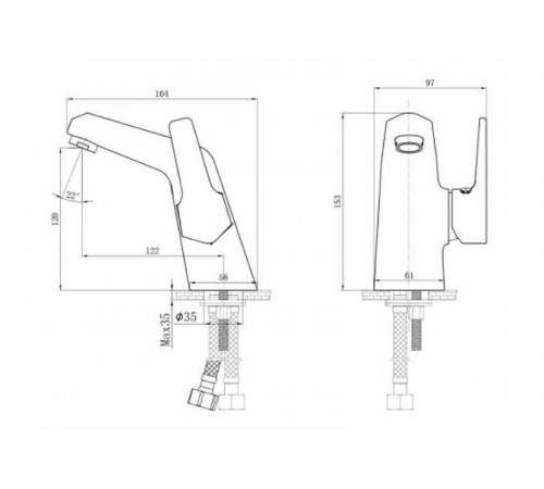 Смеситель для раковины Rossinka RS44-11 Хром