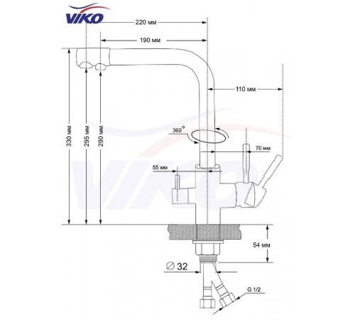 Смеситель для кухни Viko V-5024 Черный мрамор