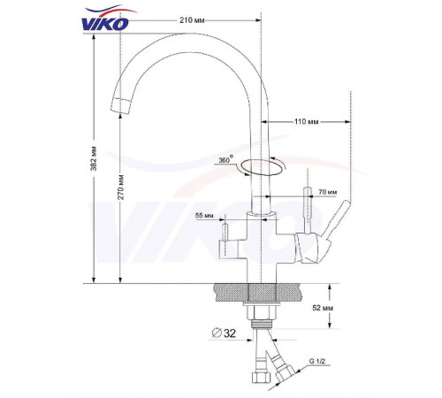 Смеситель для кухни Viko V-5134 Бронза