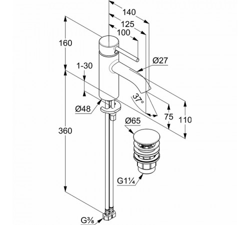 Смеситель для раковины Kludi Bozz 382665376 Белый матовый