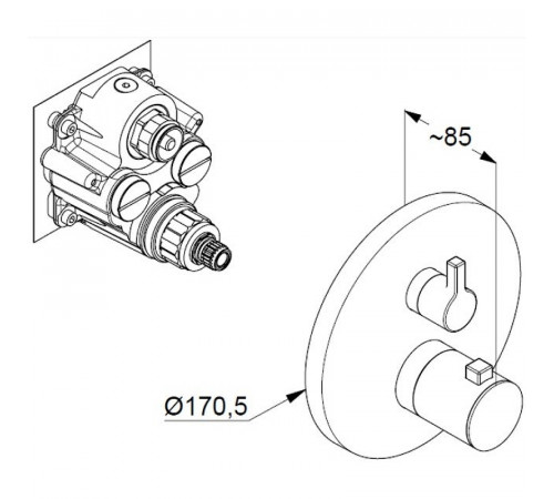 Смеситель для душа Kludi Nova Fonte Puristic 208300515 Хром